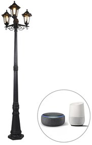 Zewnetrzna Inteligentna latarnia zewnętrzna, czarna, 3-punktowa z Wi-Fi ST64 - New Haven klasyczny/Antyczny Oswietlenie zewnetrzne