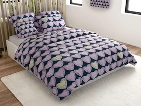 PrzytulneMieszkanie.pl PrzytulneMieszkanie.pl Pościel z mikrofibry VIOLET HEARTS jasnofioletowa Rozmiar pościeli: 2 szt 70 x 80 cm | 160 x 200 cm