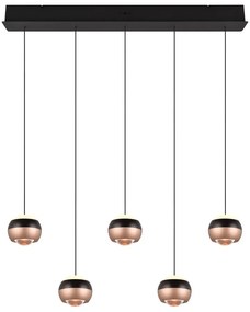 Lampa wisząca LED w czarno-miedzianym kolorze z metalowym kloszem Orbit – Trio Select