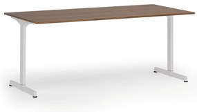 Biurko PRIMO BETA, 180x90 cm, biała podstawa, orzech