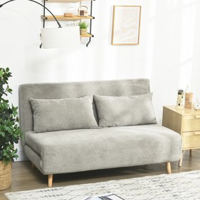 HOMCOM Sofa rozkładana łóżko dla gości z regulowanym oparciem do 120 kg szara 141x90x81 cm | Aosom PL