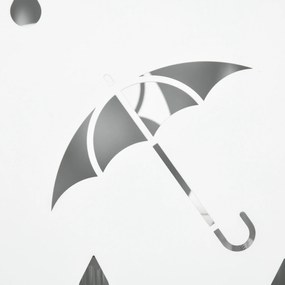 HOMCOM Stojak na Parasole, 4 Haczyki, Taca Ociekowa, Stal Ocynkowana, Biały