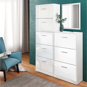 Wózek na buty biały wysoki połysk 59x22x105 gizmo