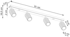 Listwa oświetleniowa 4-punktowa KARBON 4L taupe ryflowana SOLLUX  LIGHTING