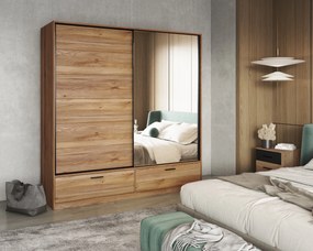 Szafa Przesuwna BETTINA 180 cm Szafa Dwudrzwiowa z Szufladami Dąb Mauvella