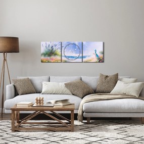 Obraz - Romantyczna plaża, obraz olejny (z zegarem) (90x30 cm)