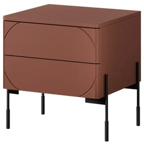 Szafka nocna z dwoma szufladami Sonatia na metalowych nogach 45 cm - burgund