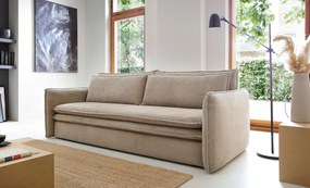 Beżowa sztruksowa kanapa z pojemnikiem L8-K17