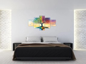 Obraz – Malowane drzewo czterech pór roku (125x70 cm)