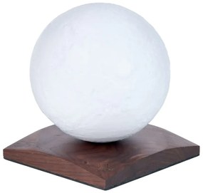 Ciemnobrązowa lampa stołowa LED z litego drewna orzechowego (wysokość 13 cm) Smart LunaSpin – Gingko