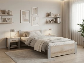 Łóżko IKAROS 90 x 200 cm, dąb sonoma/szary Stelaż: Ze stelażem listwowym rolowanym elastycznym, Materac: Bez materaca