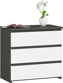 Szafka nocna AKORD CL3 Grafit Szary 60 cm 3 szuflady kolor Biały mat 60x35x57 cm