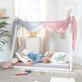 Białe łóżko dziecięce w kształcie domku 70x140 cm Montessori – Roba