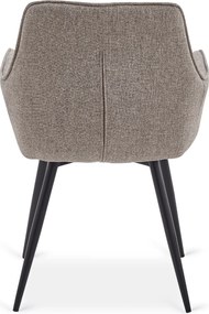 Zestaw Stół Rozkładany Ceramiczny ALICANTE 160-200 cm Czarny/Orzech i 4 Krzesła Tapicerowane EDRICK Brązowe