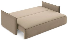 Jasnobrązowa aksamitna rozkładana/ze schowkiem sofa 225 cm Hula – Makamii
