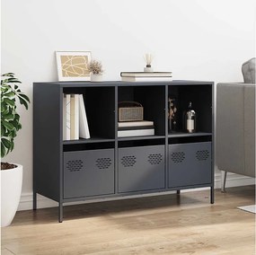 Bufet zimowy zimny z antracytową stalą laminowaną z 3 szufladami i 3 półkami dla praktycznego i eleganckiego przechowywania