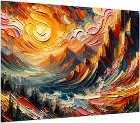 Obraz na szkle - Góry oświetlone słońcem (70x50 cm)