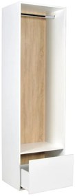 Garderoba narożna modułowa - szer. 144,5 cm - Biały i naturalny - TAMOKA
