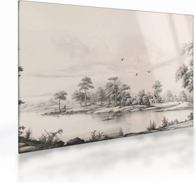 Obraz na szkle - Rysunek krajobrazu w stylu vintage (70x50 cm)