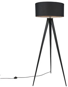 Candeeiro de pé inteligente preto com abajur preto incl. Wi-Fi A60 - Ilse