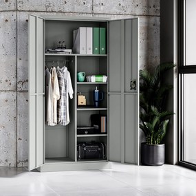 Szafa gospodarcza metalowa DAWID, 900 x 1850 x 400 mm, Smart: szara