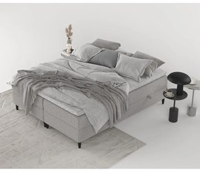 Szare łóżko boxspring ze schowkiem 160x200 cm Malte – Maison de Rêve