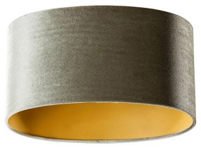 Abażur welurowy zielony ze złotym wnętrzem owalny 35/23/18