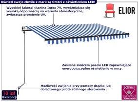 Automatyczna markiza z LED i czujnikiem wiatru niebiesko-białe pasy H3-P47