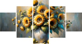 Obraz – Wazon ze słonecznikami (125x70 cm)