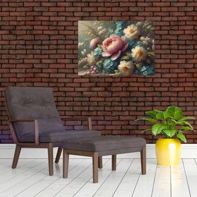 Obraz na szkle - Martwa natura z kwiatami - Obraz na szkle (70x50 cm)