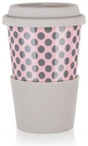 Banquet Kubek ceramiczny z pokrywką silikonową GO 400 ml, różowy