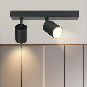 NETTLIFE 2 punkty Max.25w GU10 Czarna lampa sufitowa LED Nowoczesna lampa do przedpokoju 350° Obrotowa przemysłowa kinkiet do salonu Sypialnia kuchnia