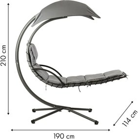 Wisząca leżanka ogrodowa na stelażu Tuscany 006, ciemny szary
