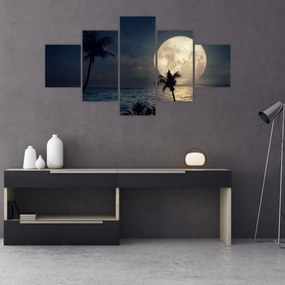 Obraz - Plaża przy pełni księżyca (125x70 cm)