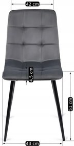 Zestaw Stół Kwadratowy Rozkładany MAX 80-160 cm Dąb Craft/Czarny i 6 Krzeseł PERU Szarych Welurowych