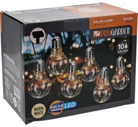 Żarówki łańcuchowe ProGarden Solar przezroczyste, 2 m, 10 x 5 LED, ciepły biały