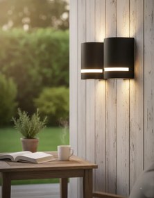 Komplet 2 czarnych półokrągłych kinkietów zewnętrznych - O-002 C0-S02