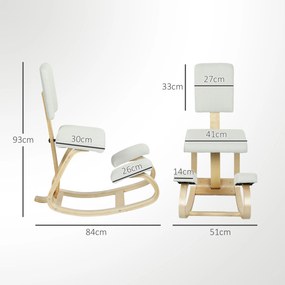 HOMCOM Ergonomiczne krzesło klęczące, krzesło zdrowotne do domu, biura, medytacji kremowy | Aosom PL