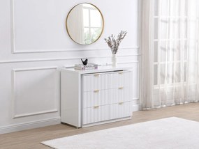 Komoda z obrotowym blatem i 6 szufladami - Biały i złoty - DRANOVA marki Pascal Morabito