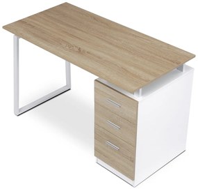 Biurko 3218 SON, białe i dąb sonoma