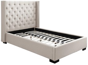 Łóżko 120 x 200 cm z pikowanym zagłówkiem - Tkanina - Beżowy - MASSIMO