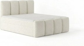 Stylowe łóżko tapicerowane KORA 160x200 cm w tkaninie CENTAUR 1 złamanej bieli