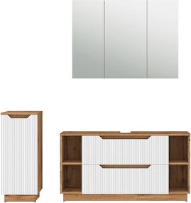 Zestaw mebli łazienkowych dąb/białe paski 119.2x35x62.5 lotta