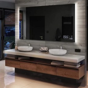 Lustro z oświetleniem L62 ledowe do łazienki, duże lustro na wymiar, kryształowa tafla z podświetleniem do makijażu ze szlifowanym krawędziami