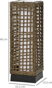 Outsunny Lampa Ogrodowa Solarna Rattan Automatyczne Włączanie 8h Świecenia 155x155x46cm | Aosom PL