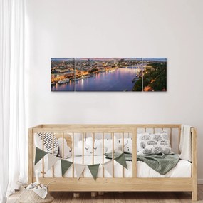 Obraz nocnego miasta Bratysławy z rzeką (170x50 cm)
