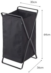 Czarny składany kosz na pranie YAMAZAKI Tower Laundry