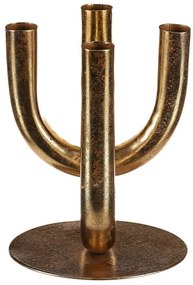 Metalowy świecznik 4 ramienny. Na świece stożkowe,złoty, 14 x 14 x 18 cm
