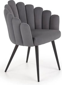 Szare eleganckie tapicerowane krzesło glamour S7-K07