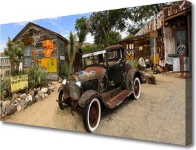 Obraz canvas Zabytkowe Auto na tle Kamienic